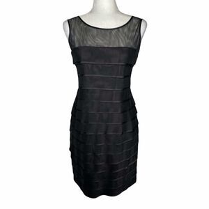 𝅺evan‎ Picone Black Tiered Sheer Top Sleeveless Dress Size 6 Petite